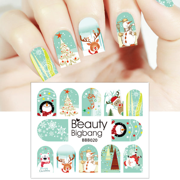 Christmas Series Water Decals Transfer Nail Art Stickers BBB020