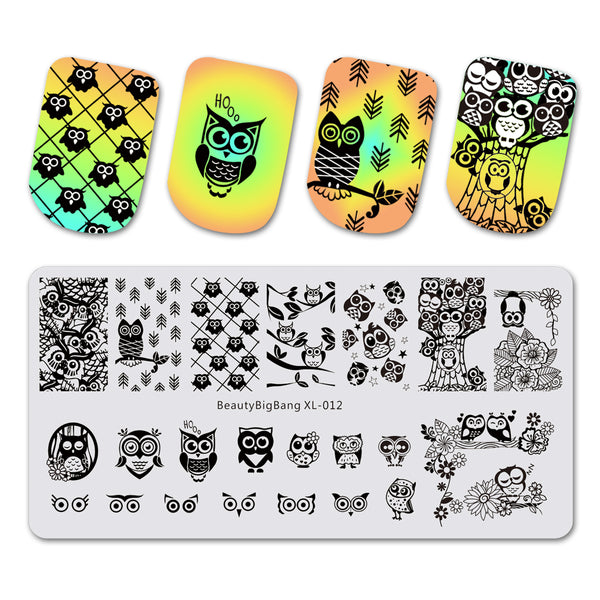 Owl Design Rectangle Nail Stamping Plate Animal Series For Manicure BBBXL-012
