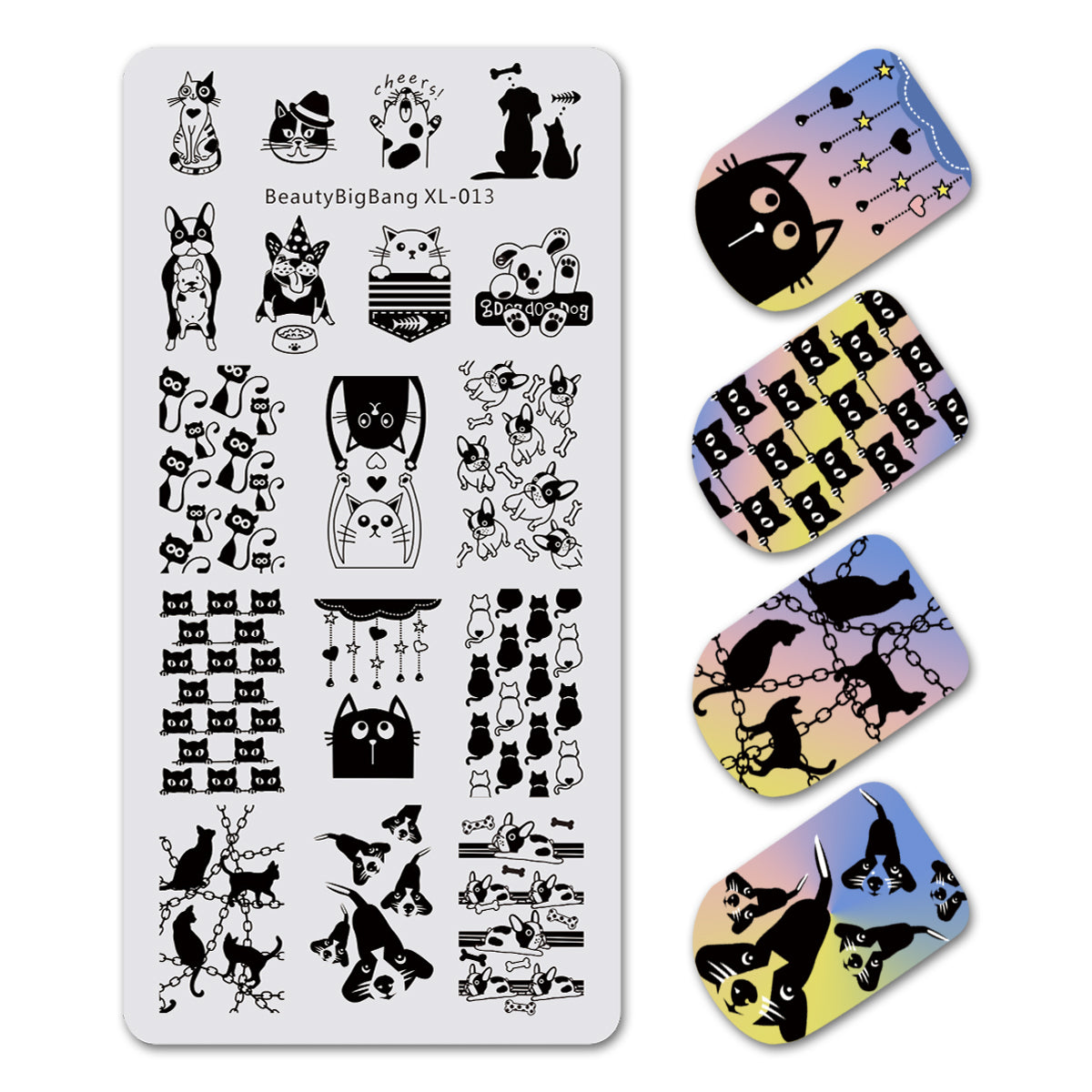 Animal Theme Rectangle Nail Stamping Plate Owl Cute Cat Patterns