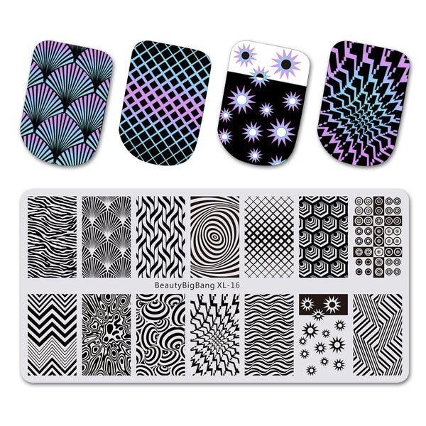 Geometric Theme Rectangle Nail Stamping Plate Irregular Pattern For Manicure BBBXL-016