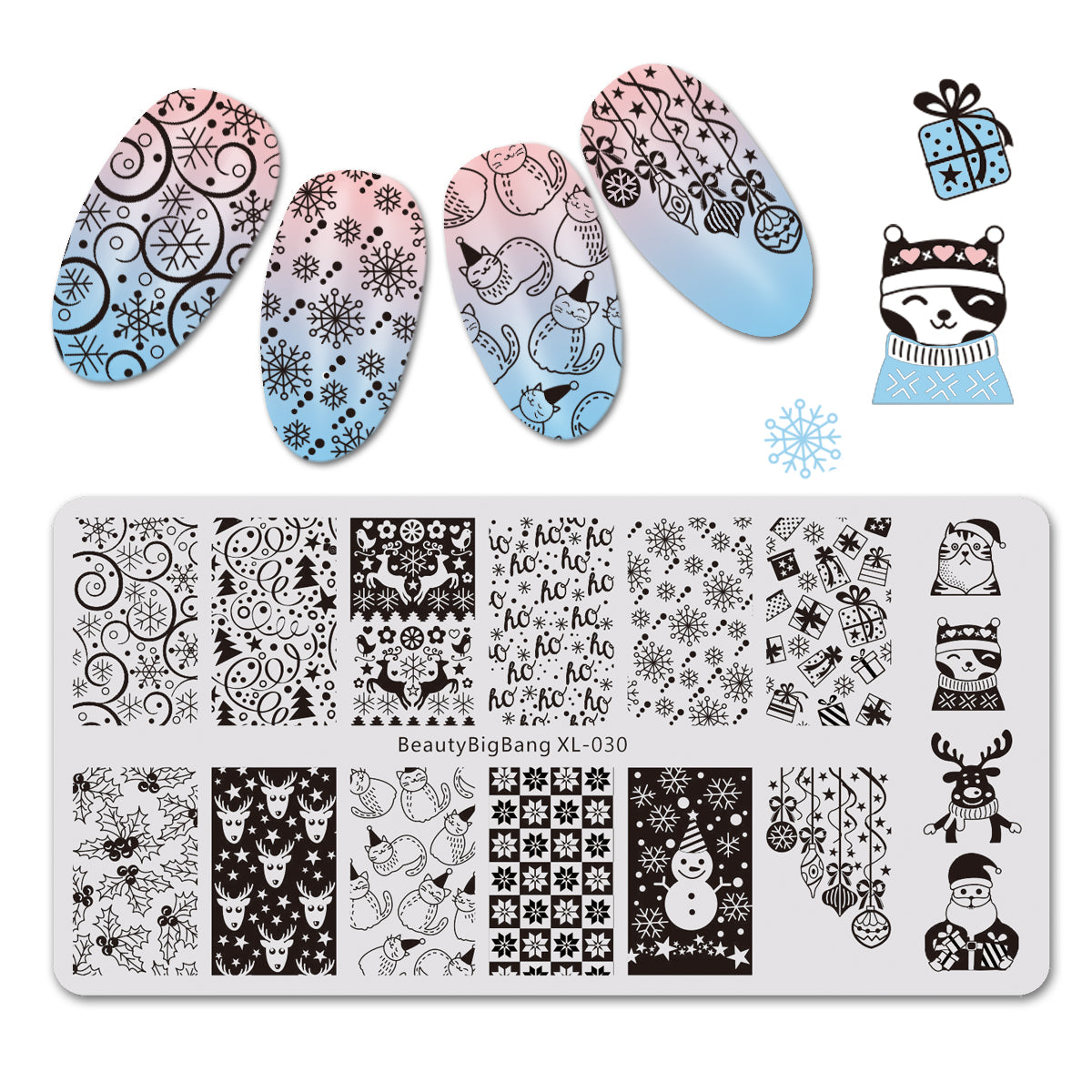 BeautyBigBang Nail Stamping Plates Winter Christmas Theme Snow Deer Image  12cm Stainless Steel Stamp Nail Art Stamping Template