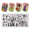 4Pcs Pumpkin Theme Rectangle Nail Stamping Plate Ghost Witch Skull Design Nail Art Tool BBBXL-026/027/028/029