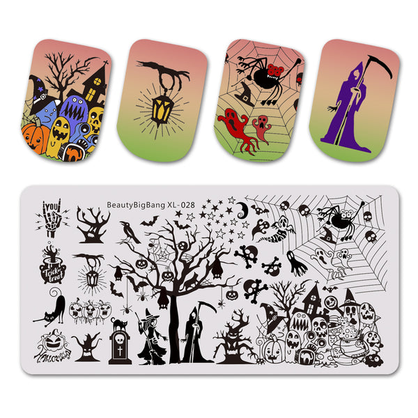 Halloween Tombstone Owl Theme Rectangle Nail Stamping Plate Star Design Nail Art Tool BBBXL-028