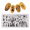 4Pcs Pumpkin Theme Rectangle Nail Stamping Plate Ghost Witch Skull Design Nail Art Tool BBBXL-026/027/028/029