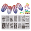 5Pcs Flower Theme Rectangle Nail Stamping Stripe Lovebirds Bownot Design Nail Art Tool BBBXL-035/036/037/038/039