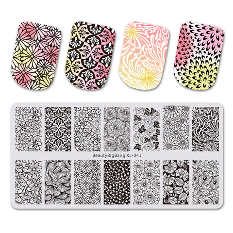 Elegance Flower Theme Rectangle Nail Stamping Plate Noble Design Nail Art Tool BBBXL-041