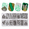 Maple Leaf Theme Rectangle Nail Stamping Plate Cat Design Nail Art Tool BBBXL-051