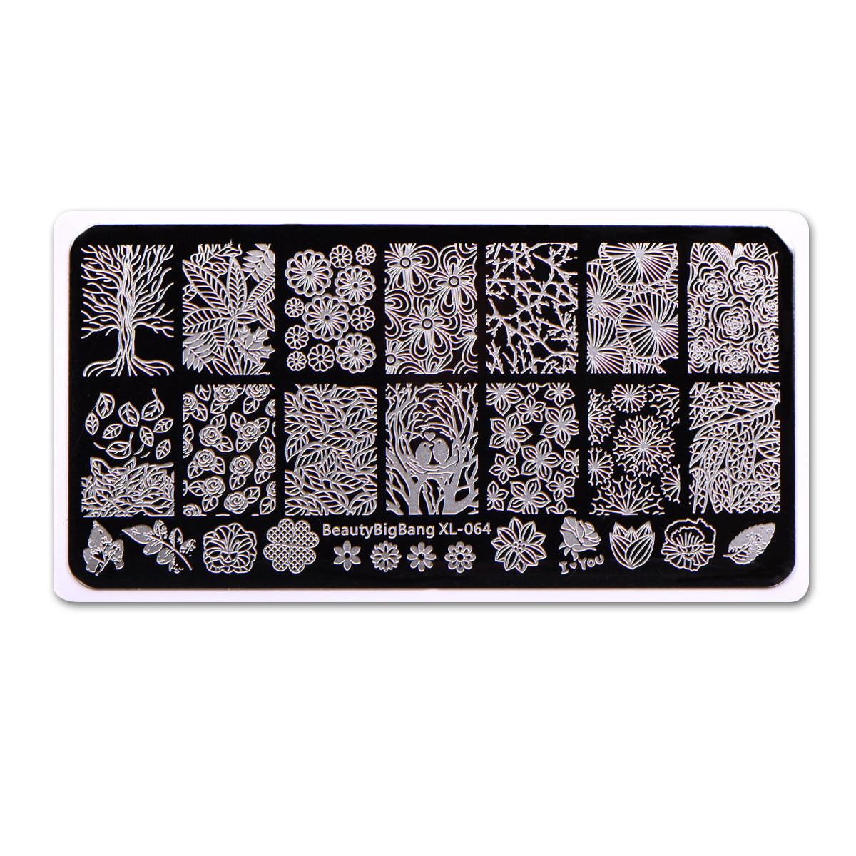Floral Theme Rectangle Nail Stamping Plate Tree Leaf Design BBBXL-064 ...