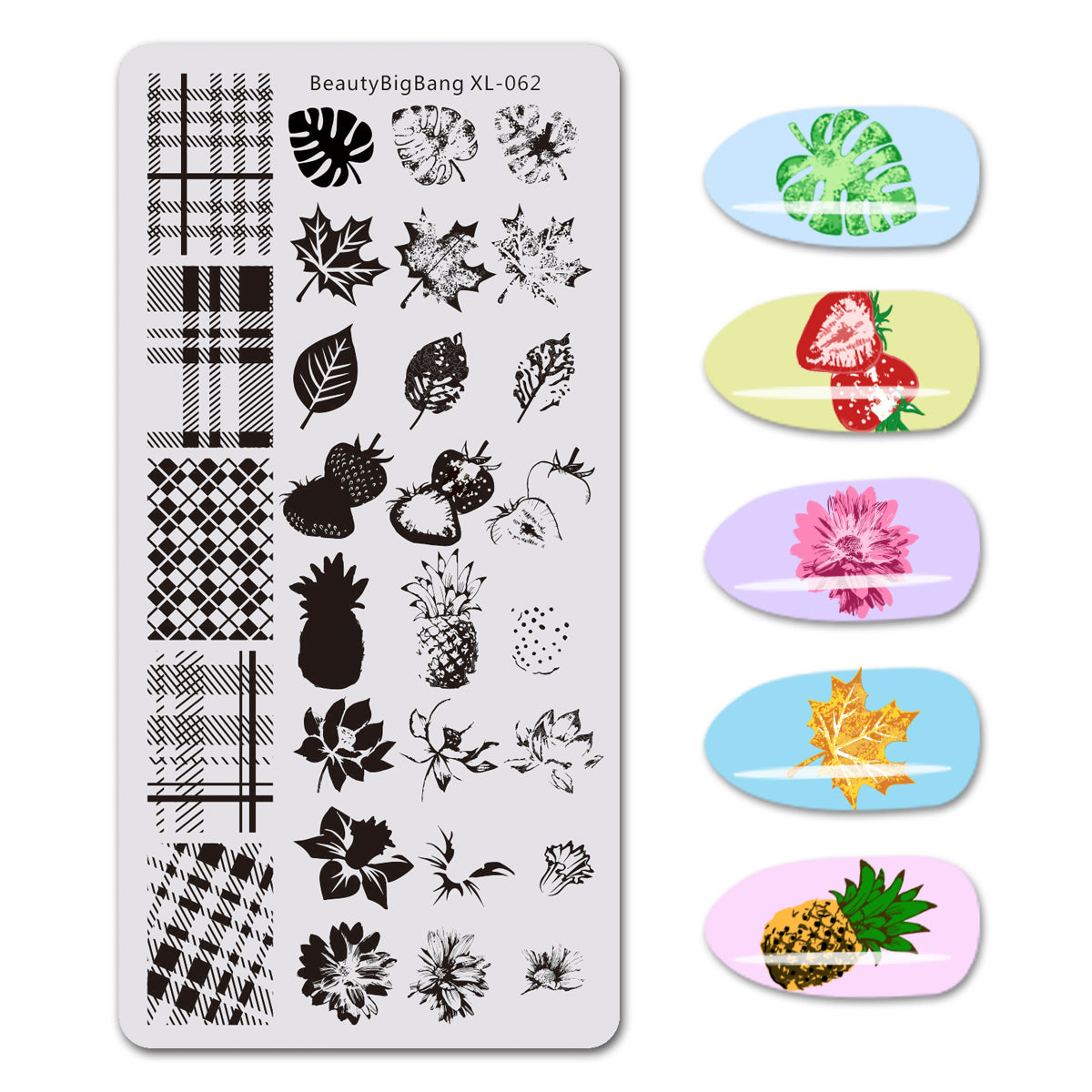 Plaid Theme Rectangle Nail Art Stamping Plate Geometry Design