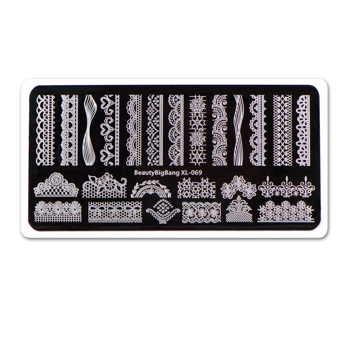 French Theme Rectangle Lace Design Nail Art Stamping Plate For