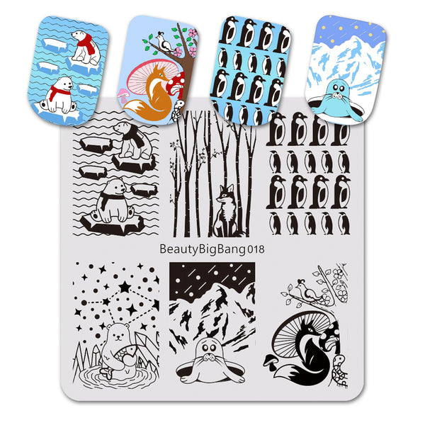 Animals Theme Square Nail Stamping Plate  Penguin Design For Manicure BBBS-018