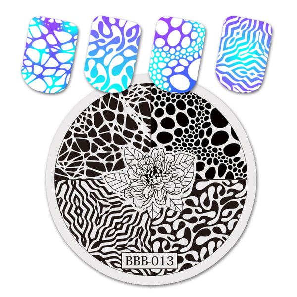 Leopard Flower Pattern Circle Nail Art Stamping Plate BBB-013