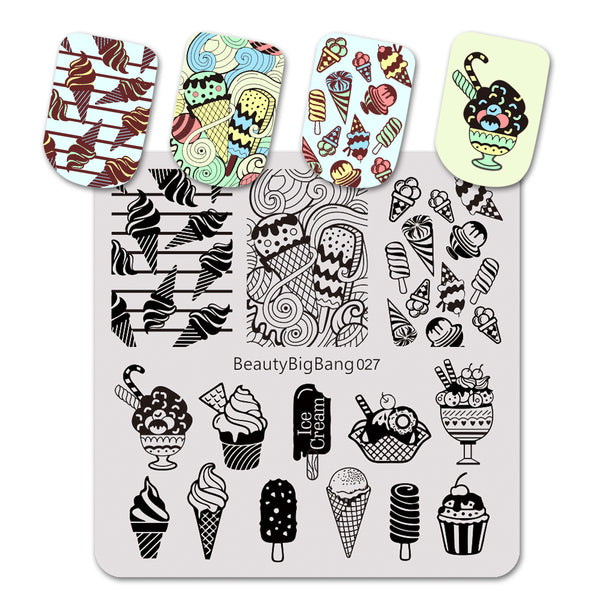Ice Cream Pattern Square Nail Art Stamping Plate For Summer BBBS-027