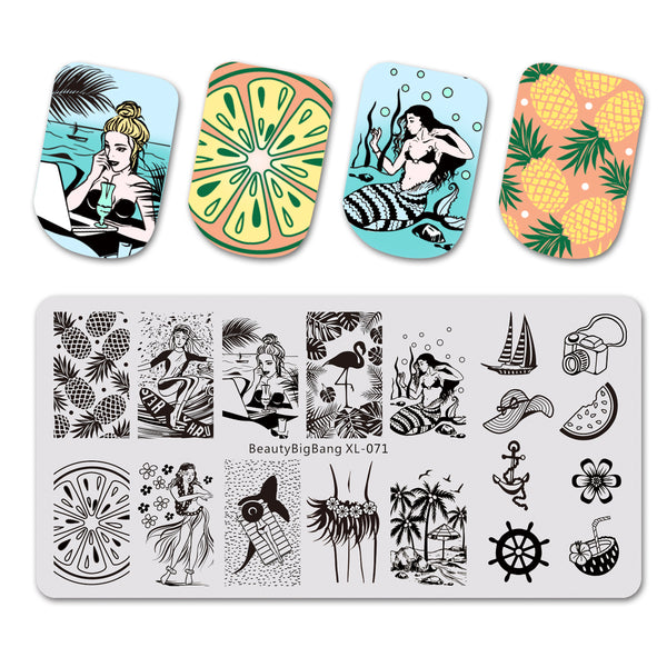 Fruit Beautiful Girl Design Rectangle Nail Art Stamping Plate For Summer BBBXL-071
