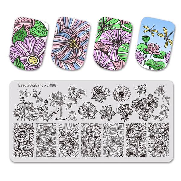 Lotus Line Flower Butterfly Manicure Nail Stamping Plate BBBXL-088