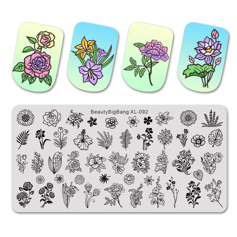 Flower Leaves Plants Nail Art Stamping Plates BBBXL-092