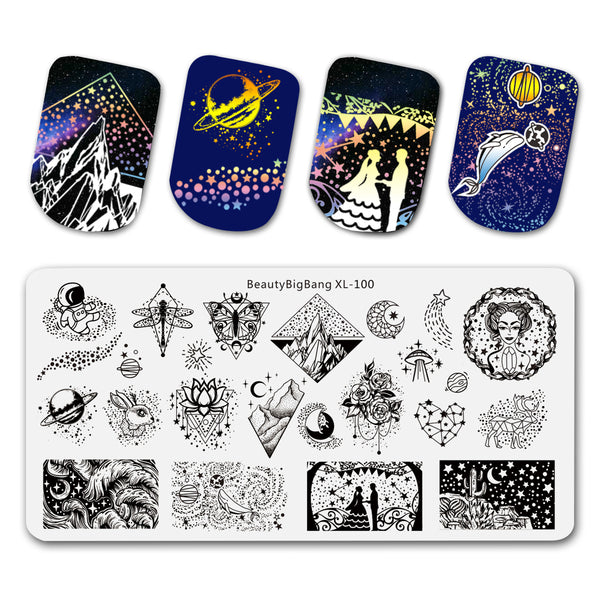 Star Moon Points Design Nail Stamping Plates BBBXL-100