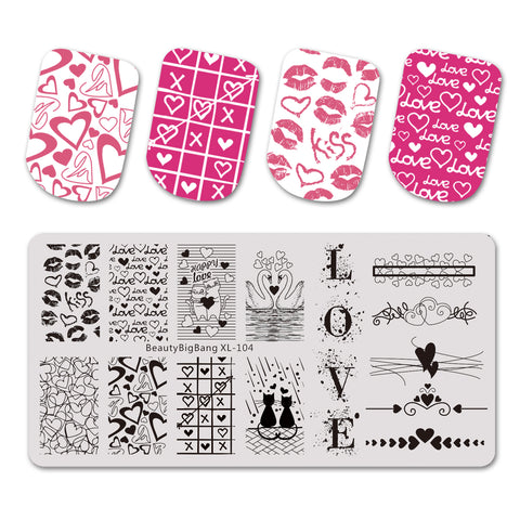 Valentine's Day Themed Nail Printed Steel Plate BEAUTYBIGBANG BBBXL-104