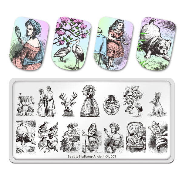 Ancient People and Animals Nail Stamping Plate Manicure Tool BeautyBigBang BBBXL-001