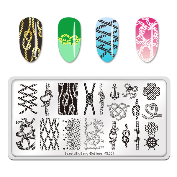 Template Leopard Dot Lines Rope Geometric Nail Art Rectangle Stainless Steel Stamping Plate BEAUTYBIGBANG BBBXL-001
