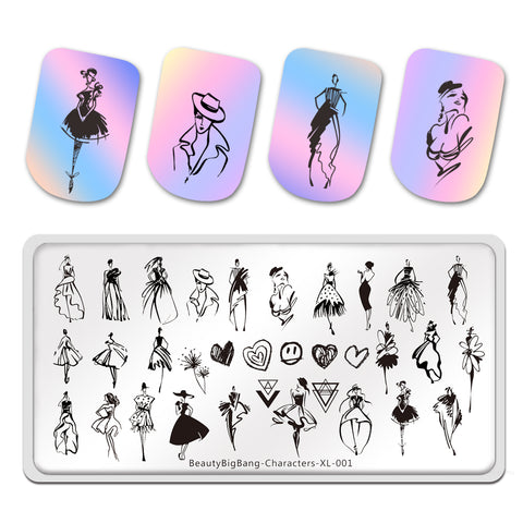Characters Lines Fashion Woman Stamp Templates Geometric Printing Stencil Tools BeautyBigBang  BBBXL-001