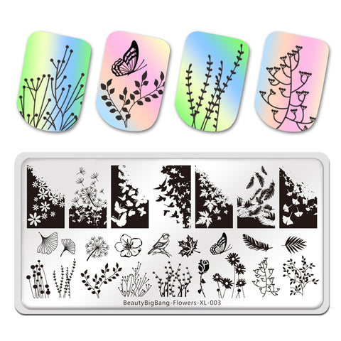 Butterfly Nature Flower Bird Range Templates DIY Image Manicure Plate Set BeautyBigBang BBBXL-003