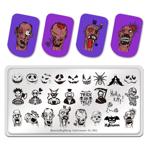 Halloween Theme  Pumpkin Spider Image Stamp Template Nail Art Stencil Plates BeautyBigBang BBBXL-001