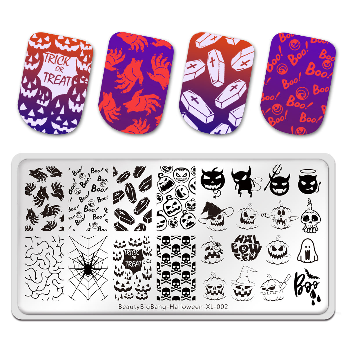 Halloween Theme Pumpkin Spider Funny Image Stamp Template Nail Art