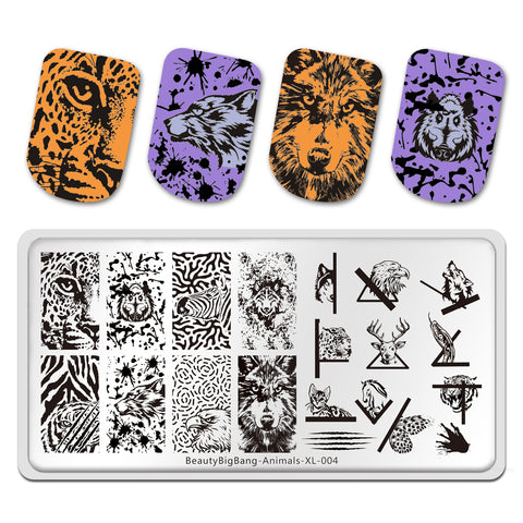 Natural Animal Stripe Wolf Butterfly Theme Image Template Mold Nail Art Stamping BeautyBigBang BBBXL-004