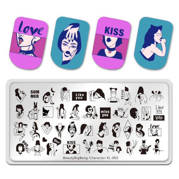 Nail Art Stamping Plate Template Girl Lady Design Manicure | Character XL-003 6*12cm