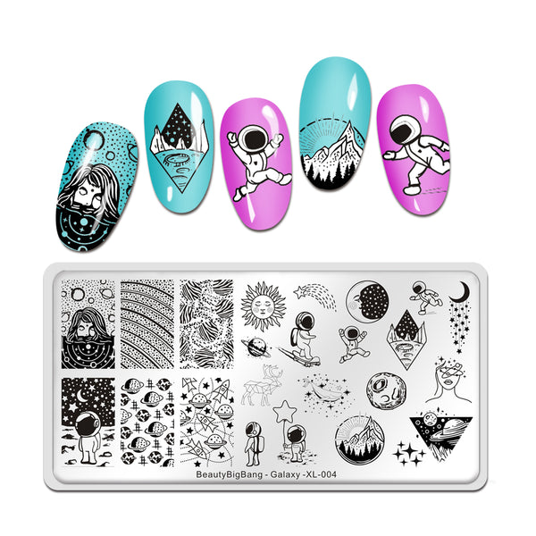 Nail Art Stamping Plate Starry Sky Space Astronaut Manicure | GALAXY-XL-004 6*12cm