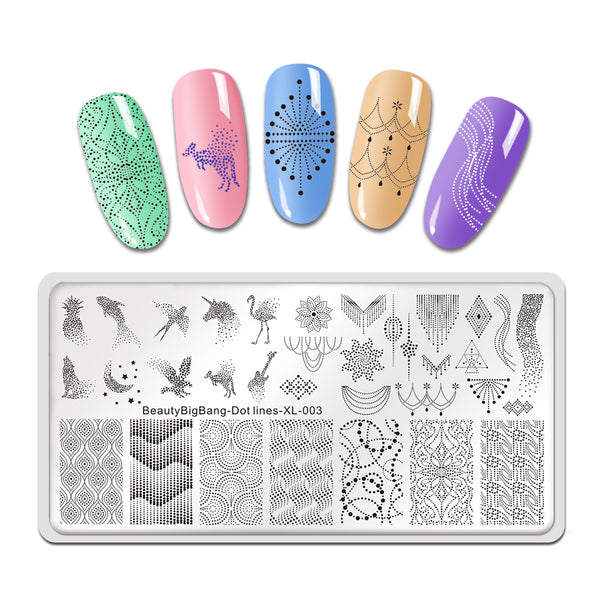 Nail Art Stamping Plate Template Geometry Design Manicure | Dot Lines-XL-003 6*12cm