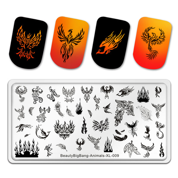 Nail Stamping Plate Hot Flame Phoenix Leaves Manicure Nail Art Image Template Manicure Stencils Tool