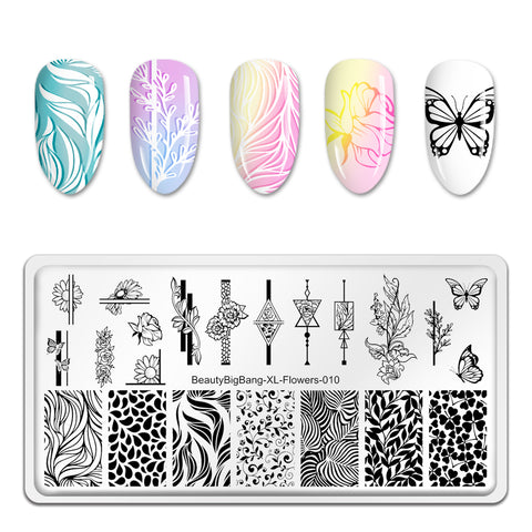 Nail Stamping Plate Flowers Floral Plants Leaves Manicure Nail Art Image Template Manicure Stencils Tool