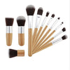 11Pcs Wood Handle Makeup Brush Set Blush Foundation Pro Cosmetic Brush