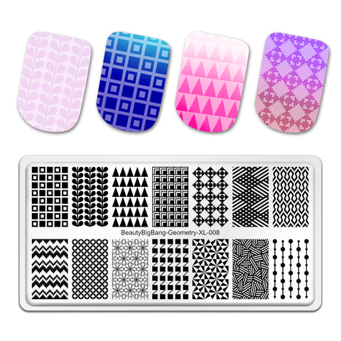 Geometric Themed Nail Art Stamp Templates Printing Stencil Tool BeautyBigBang XL-008