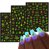 9 Sheets Luminous Nail Art Sticker Decals, Christmas Self-Adhesive Glow in Dark Nail Decals Christmas Tree Reindeer Snowflakes Design for Nail Art Decoration Christmas Parties