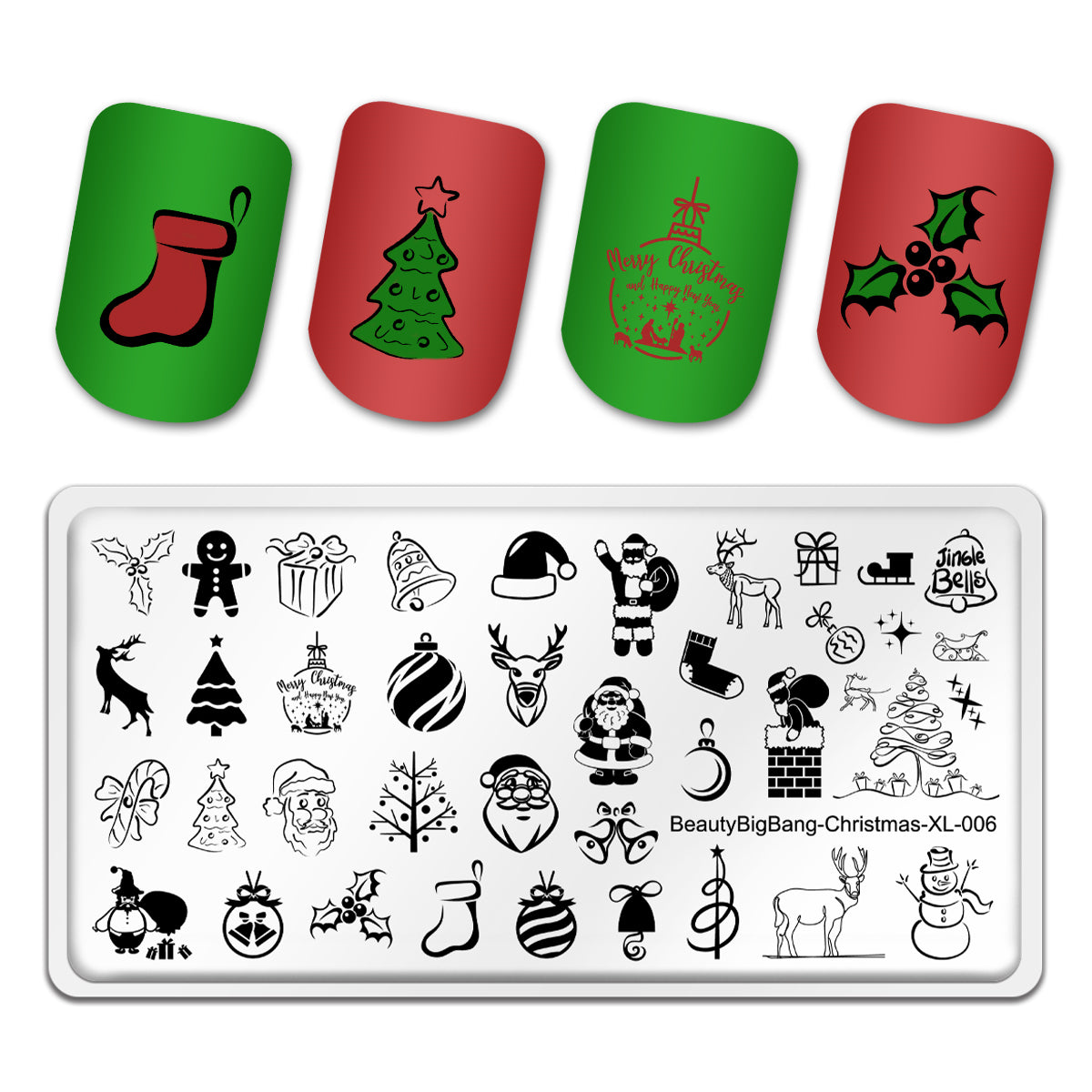 BeautyBigBang Stamping Plates Merry Christmas Winter Theme Snowman Penguin  Image Stainless Steel Nail Art Stamp Template XL-094