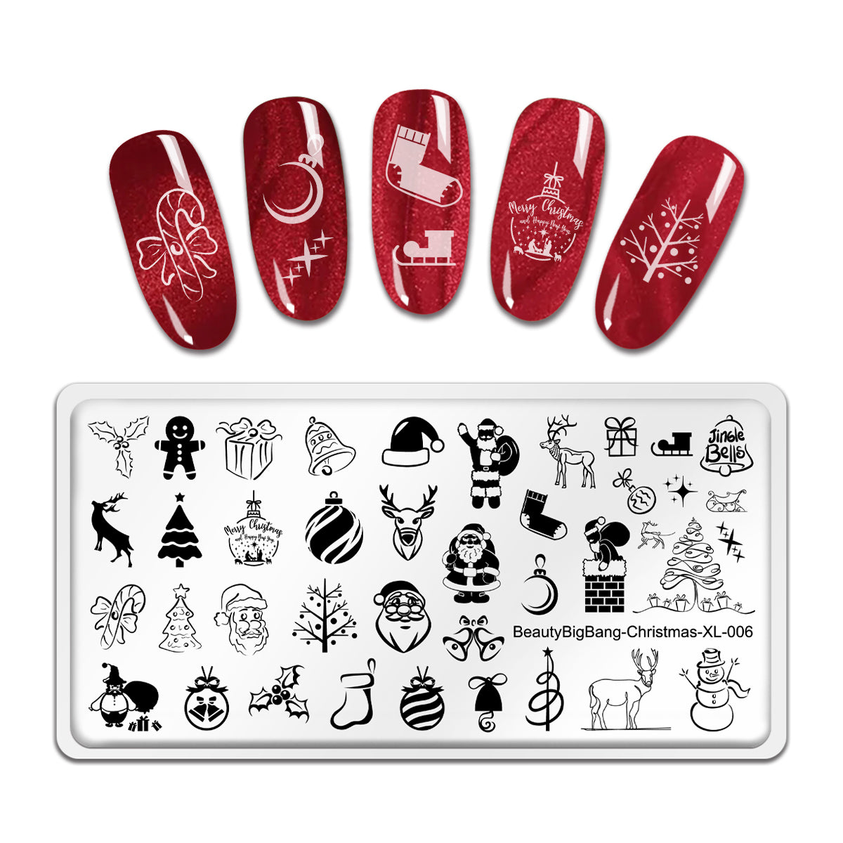 BeautyBigBang Christmas Nail Stamping Plate Xmas Snowflake Festival Pattern  Nail Art Image Plates Nail Printing Stencil Template