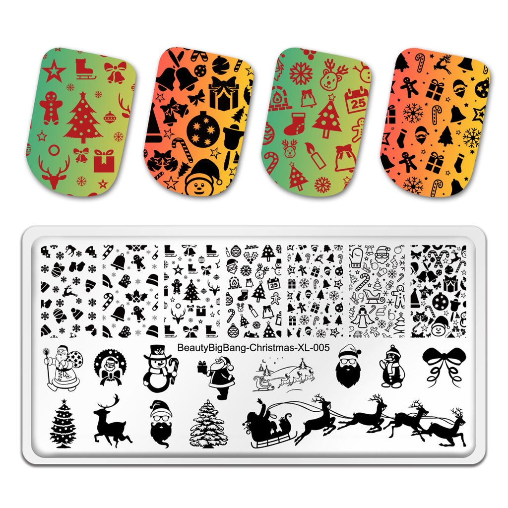 BeautyBigBang Stamping Plates Merry Christmas Winter Theme Snowman Penguin  Image Stainless Steel Nail Art Stamp Template XL-094