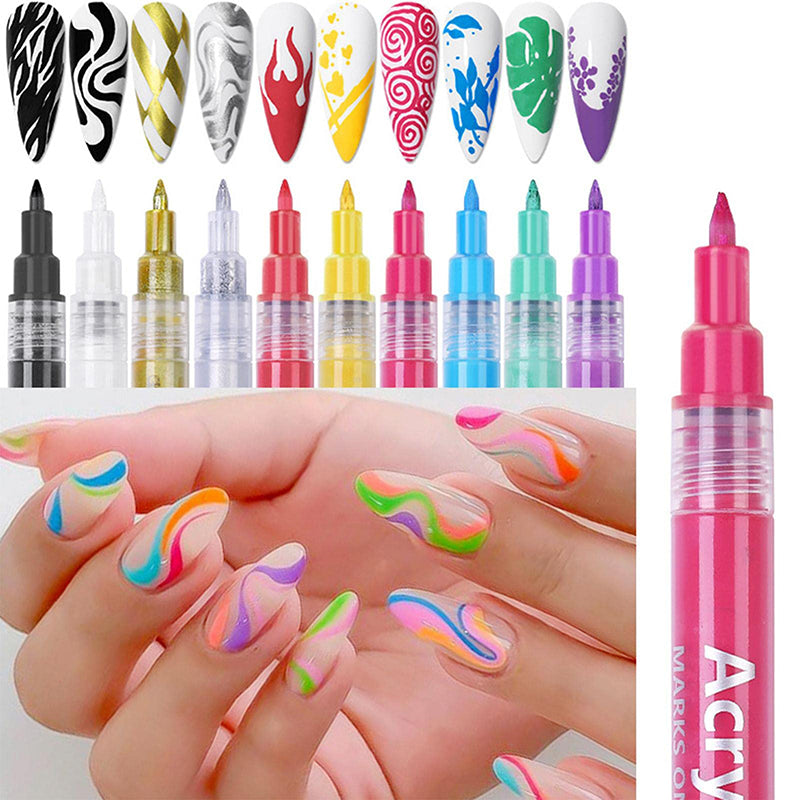 NAILCO 3PCS Acrylic French Stripe Nail Art Brush Liner 3D Manicure DIY Nail  Drawing Flower Gel Nail Patinting Pen Tools - Dụng cụ làm móng |  TheFaceHolic.com