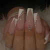 Fake Nails Long Fake Nails Gold Foil Press on Nails Ballerina Acrylic Stick on Nails Pack of 24 for women and girls