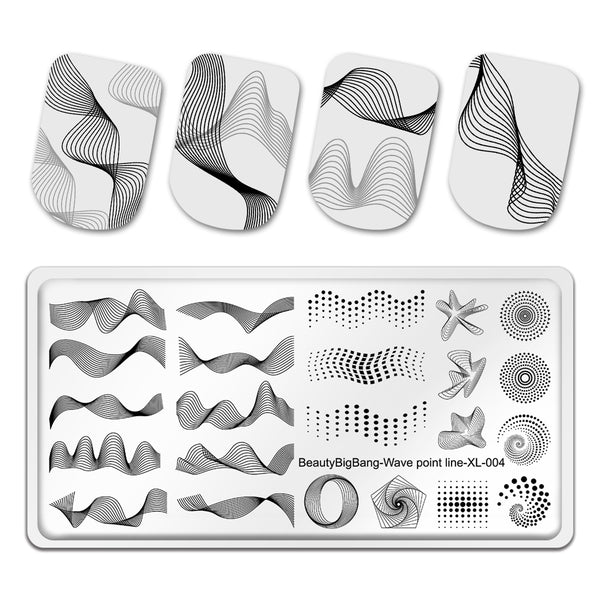Nail art Stamping Plate Template Manicure Wave Design BeautyBigBang-Wave point line-XL-004