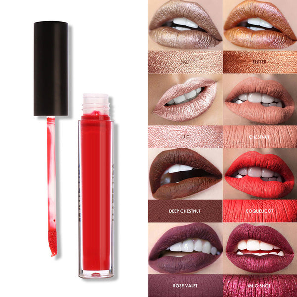 Waterproof Metallic Lip Gloss Paint Matte Shimmer Long Lasting Lipstick