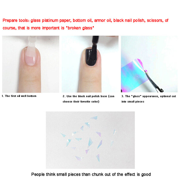 20Pcs Nail Foils Starry Sky Glass Paper Nail Stickers Random Color