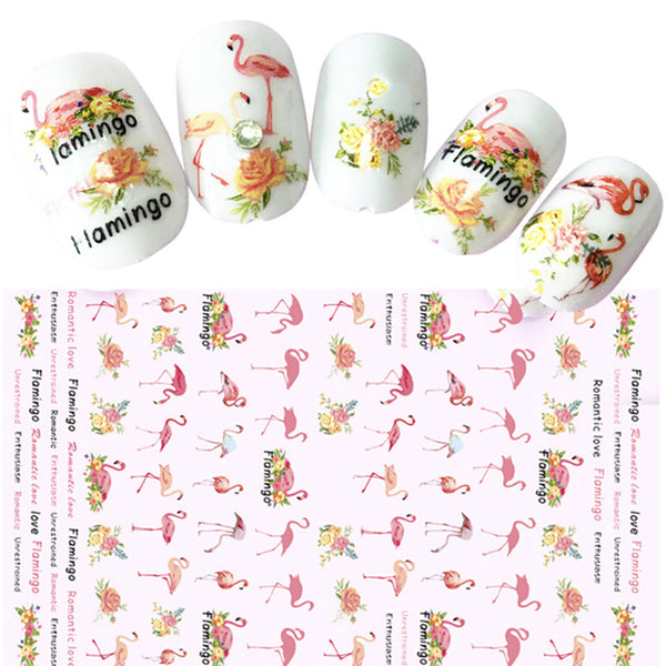 Swan Flamingo Flower Heart Shape Nail Art Stickers