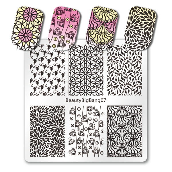 Flower Design Nail Stamping Plate Heart Leaf Theme For Manicure