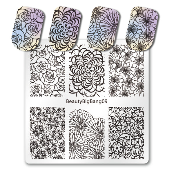 Flower Nail Stamping Plate New Design Pattern