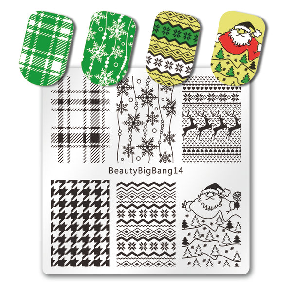 Christmas Nail Stamping Plate Xmas Deer Snowflake Santa Theme Manicure Tool