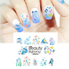 5Pcs Ocean Mermaid Water Decals Transfer Summer Theme Nail Art Stickers